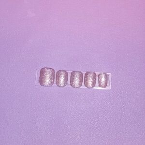 10pcs Extra Short Square Pink Shimmer Press On Nails